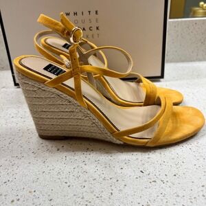 White House Black‎ Market Wedges Espadrille Ankle Strap Heels Yellow Size 8.5
